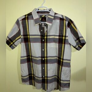 PrAna NEW mens Groveland Benton short sleeve shirt top button organic cotton L